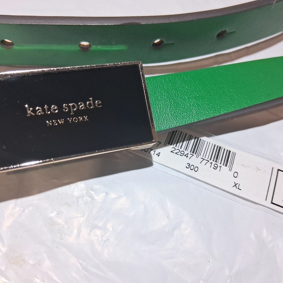 kate spade NEW YORK Women's XL Belt Green Leather ENAMEL Buckle BRAND-NEW w/tags - Picture 1 of 12